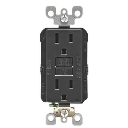 Leviton SmartlockPro 15 amps 125 V Duplex Black GFCI Outlet 5-15R 1 pk