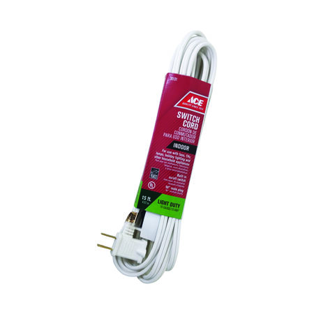 Ace Indoor 15 ft. L White Extension Cord w/Switch 16/2 SPT-2