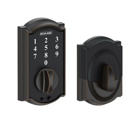 Schlage Aged Bronze Touch Screen Deadbolt Steel For Interior and Exterior Doors Grade 2 1-3/4 i