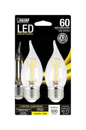 FEIT Electric Performance LED Bulb 6 watts 500 lumens 2700 K Chandelier Flame Tip Soft White 6