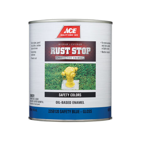 Ace Rust Stop Indoor / Outdoor Gloss Safety Blue Oil-Based Enamel Rust Preventative Paint 1 qt