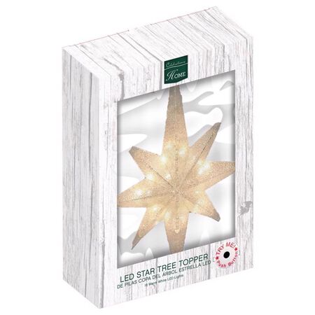 Celebrations LED Warm White Star Tree Topper 14 in.