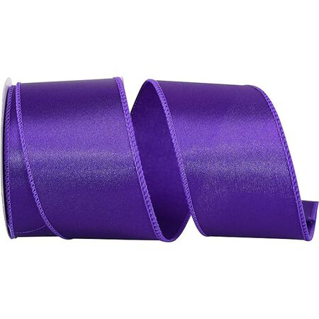 Reliant Ribbon 92575W-064-40F Satin Value Wired Edge Ribbon, 2-1/2 in. X 10 Yards, Purple