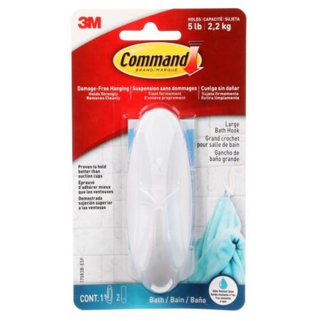 3M Command 4-1/8 in. L White Bath Hook