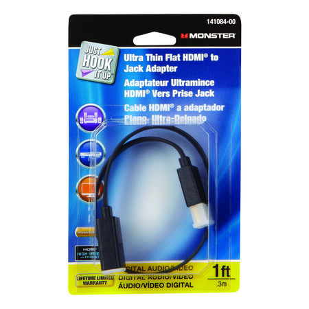 Monster Just Hook It Up 1 ft. L High Speed Cable with Ethernet HDMI
