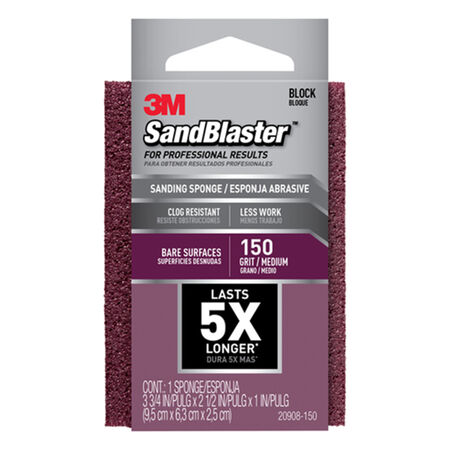 3M Sandblaster 3-3/4 in. L X 2-1/2 in. W X 1 in. T 150 Grit Medium Flat Surface Dust Channeling Sand