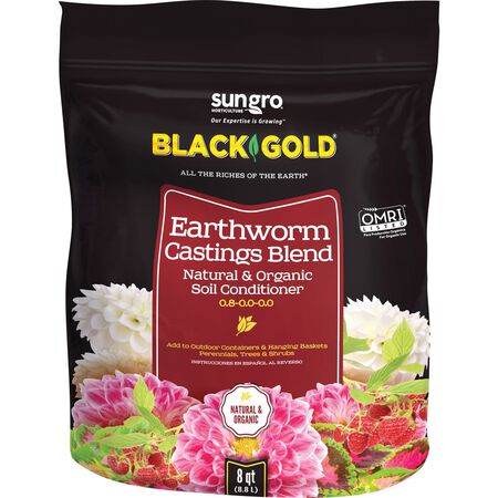 Black Gold Earthworm Castings Soil Conditioner Organic 8 qt. Bagged