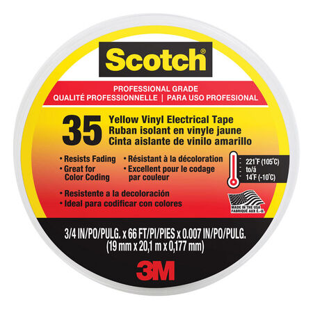 Scotch 3/4 in. W X 66 in. L Yellow Vinyl Electrical Tape