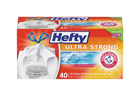 Hefty Ultra Strong 13 gal Fresh Scent Kitchen Trash Bags Drawstring 40 pk