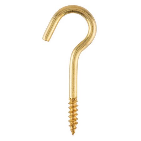 Ace Small Polished Brass Gold Brass 1.6875 in. L Ceiling Hook 15 lb 6 pk