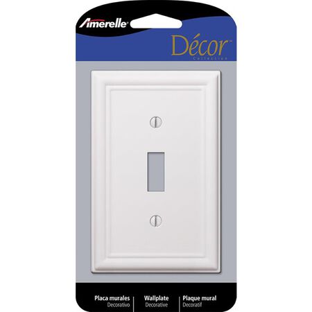 Amerelle Chelsea White 1 gang Stamped Steel Toggle Wall Plate 1 Pack