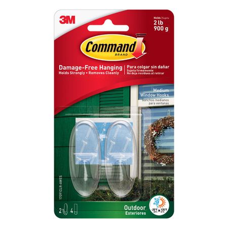 3M Command Medium Plastic Hook 1.625 in. L 2 pk