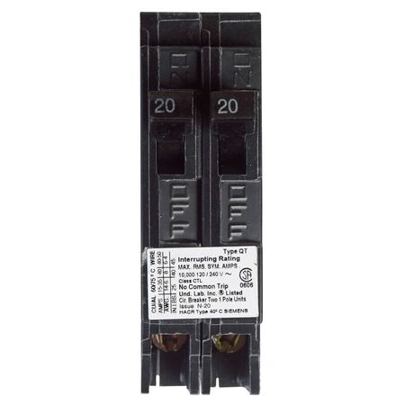 Siemens 20/20 amps Tandem Single Pole Circuit Breaker