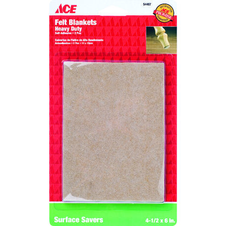 Ace Felt Self Adhesive Blanket Brown Rectangle 4-1/4 in. W X 6 in. L 2 pk