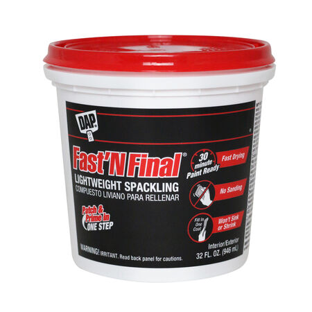 DAP Fast 'N Final Ready to Use White Lightweight Spackling Compound 32 oz