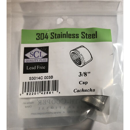Smith-Cooper 3/8 in. FPT X 3/8 in. D FPT Stainless Steel Cap