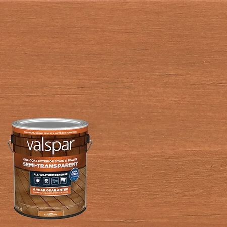 Valspar Pre-Tinted Cedar Naturaltone Semi-transparent Exterior Wood Stain and Sealer in One,1 Gallon