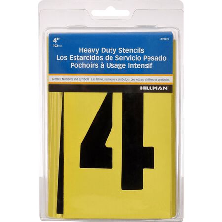 HILLMAN 4 in. Card Stock Letter and Number 4 Inch Stencil Set 36 pk