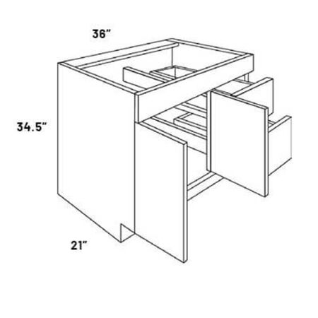 RTA Luxor Harvest 36 in. x 21 in. Double Door and Two Drawer Vanity Sink Base (right drawer)