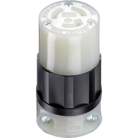 Leviton Industrial Nylon Curved Blade/Ground Locking Connector L5-15R 18-10 AWG 2 Pole 3 Wire