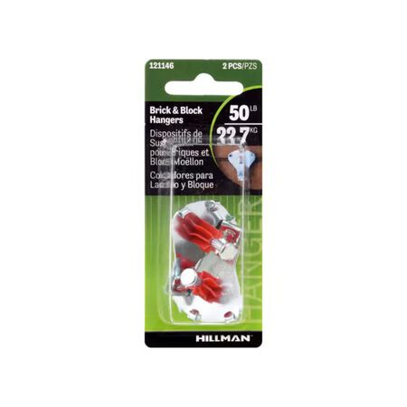 HILLMAN Zinc Brick Picture Hanger 50 lb. 2 Pack