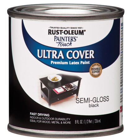 Rust-Oleum Painters Touch Semi-Gloss Black Water-Based Acrylic Ultra Cover Paint Indoor and O