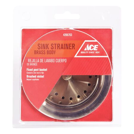 Ace 3-1/2 in. D Brushed Nickel Silver Brass Sink Strainer