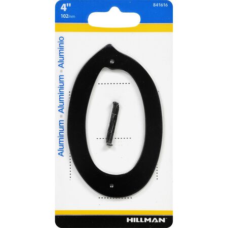 HILLMAN 4 in. Black Aluminum Nail-On Number 0 1 pc