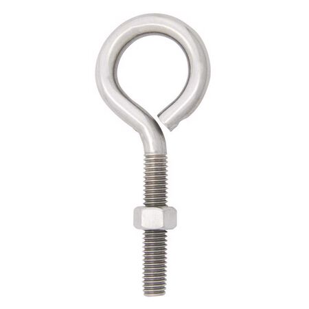 Hampton 3/8 in. X 4 in. L Stainless Stainless Steel Eyebolt Nut Included