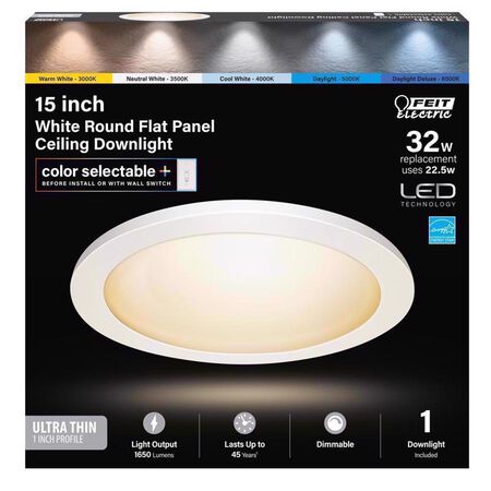 Feit Electric 1 in. H X 15 in. W X 15 in. L White LED Flat Panel Light Fixture