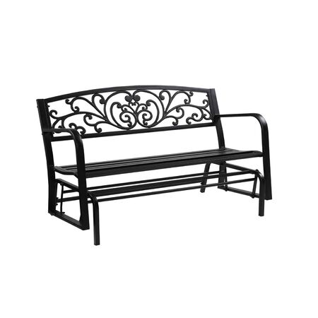 Living Accents 3 Person Black Steel Bench Glider
