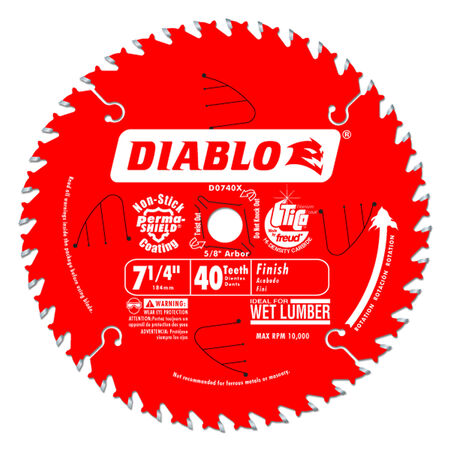 Diablo 7-1/4 in. D X 5/8 in. Carbide Finishing Saw Blade 40 teeth 1 pc