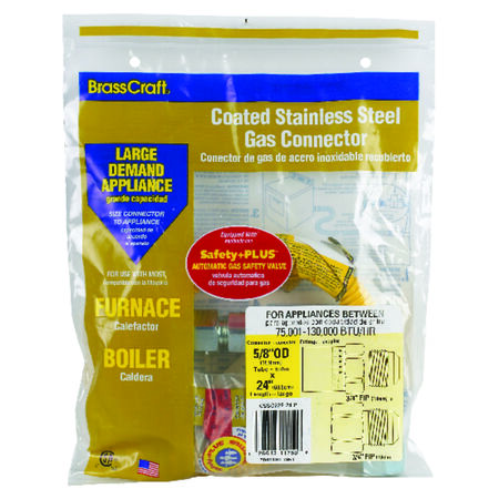 Eastman ProCoat 3/4 in. FIP X 3/4 in. D FIP 24 in. Stainless Steel Gas Connector