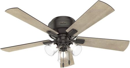 Hunter Fan Crestfield Indoor Low Profile Ceiling Fan 52", Noble Bronze