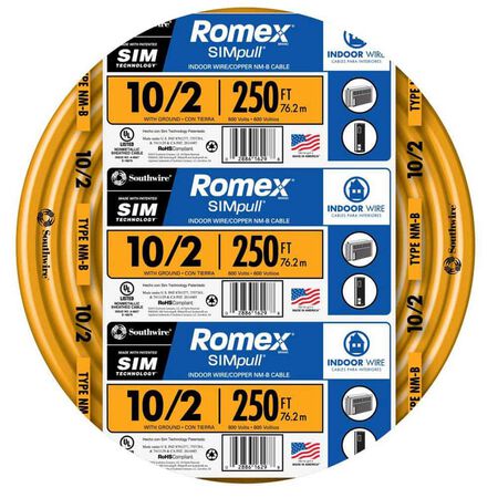 Southwire 250 ft. 10/2 Romex Type NM-B WG Non-Metallic Wire Orange