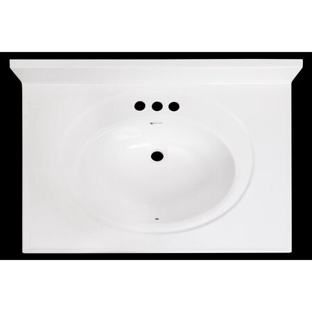 Arstar Standard Cultured Marble Bathroom Sink 31 in. W X 22 in. D White