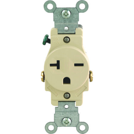 Leviton 20 amps 250 V Single Ivory Outlet 6-20R 1 pk