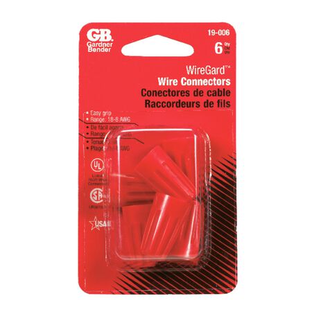 Gardner Bender WingGard 18-10 Ga. Copper Wire Wire Connector Red 6 pk