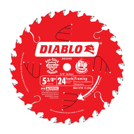 Freud Diablo 5-3/8 in. Dia. 24 teeth Carbide Tip Steel Framing Blade For Cutting Wood