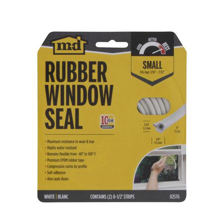M-D White Rubber Weather Stripping Tape For Doors and Windows 17 ft. L X 7/32 in.