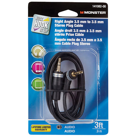 Monster Just Hook It Up 3 ft. L Stereo Plug Cable 3.5 mm