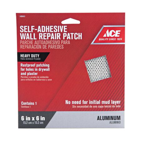 Ace 6in. L x 6in. W Reinforced Aluminum Silver Self Adhesive Wall Repair Patch