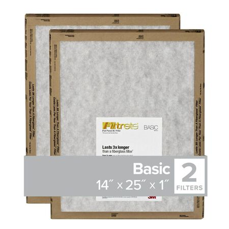 Filtrete 14 in. W X 25 in. H X 1 in. D Synthetic 2 MERV Flat Panel Filter 2 pk