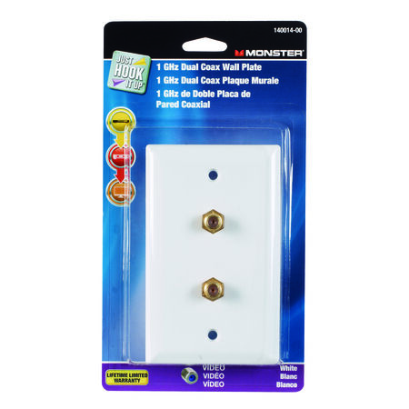 Monster Just Hook It Up White 1 gang Plastic Dual Coax Wall Plate 1 pk