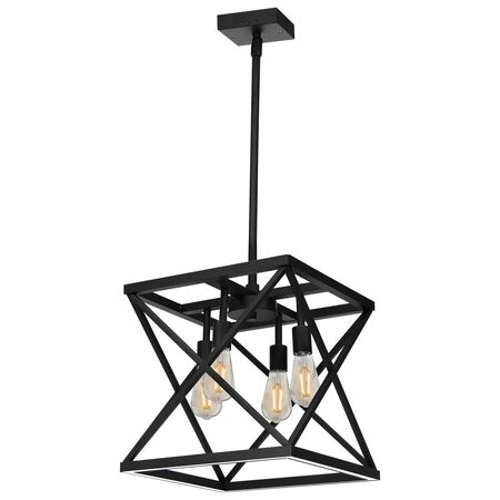Feit Electric Katalyst 60-Watt 4-Light Matte Black Modern Adjustable CCT and 3-Light Modes Integrated LED Pendant Light