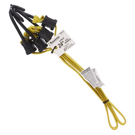 Keeper Yellow Flat Bungee Cord 24 in. L X 0.315 in. 2 pk