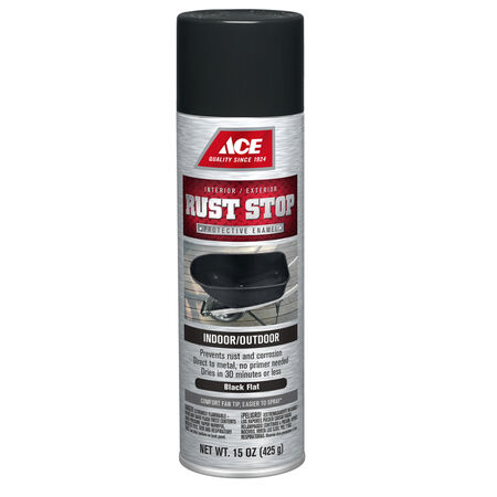 Ace Rust Stop Flat Black Spray Paint 15 oz