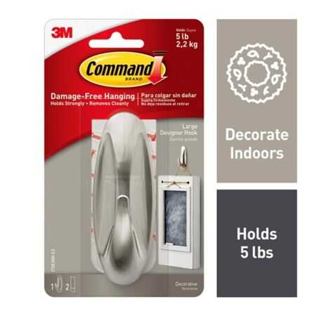 3M Command Large Metal Designer Hooks 4.125 in. L 1 pk