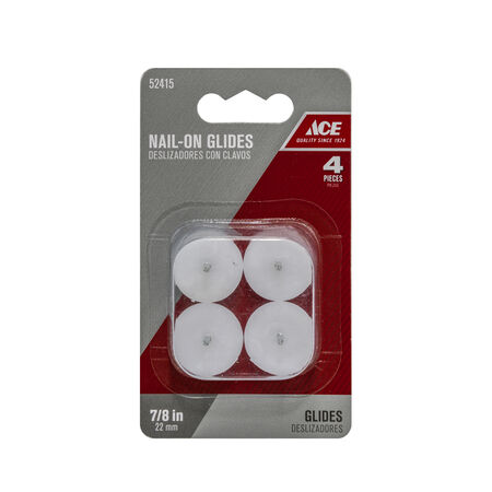 Ace White 7/8 in. Nail-On Plastic Chair Glide 4 pk