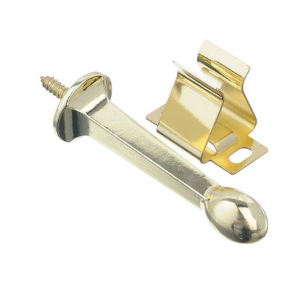 Ace 3 in. W Metal Bright Gold Rigid Door Stop w/Holder Mounts to door and wall 5/32 in.